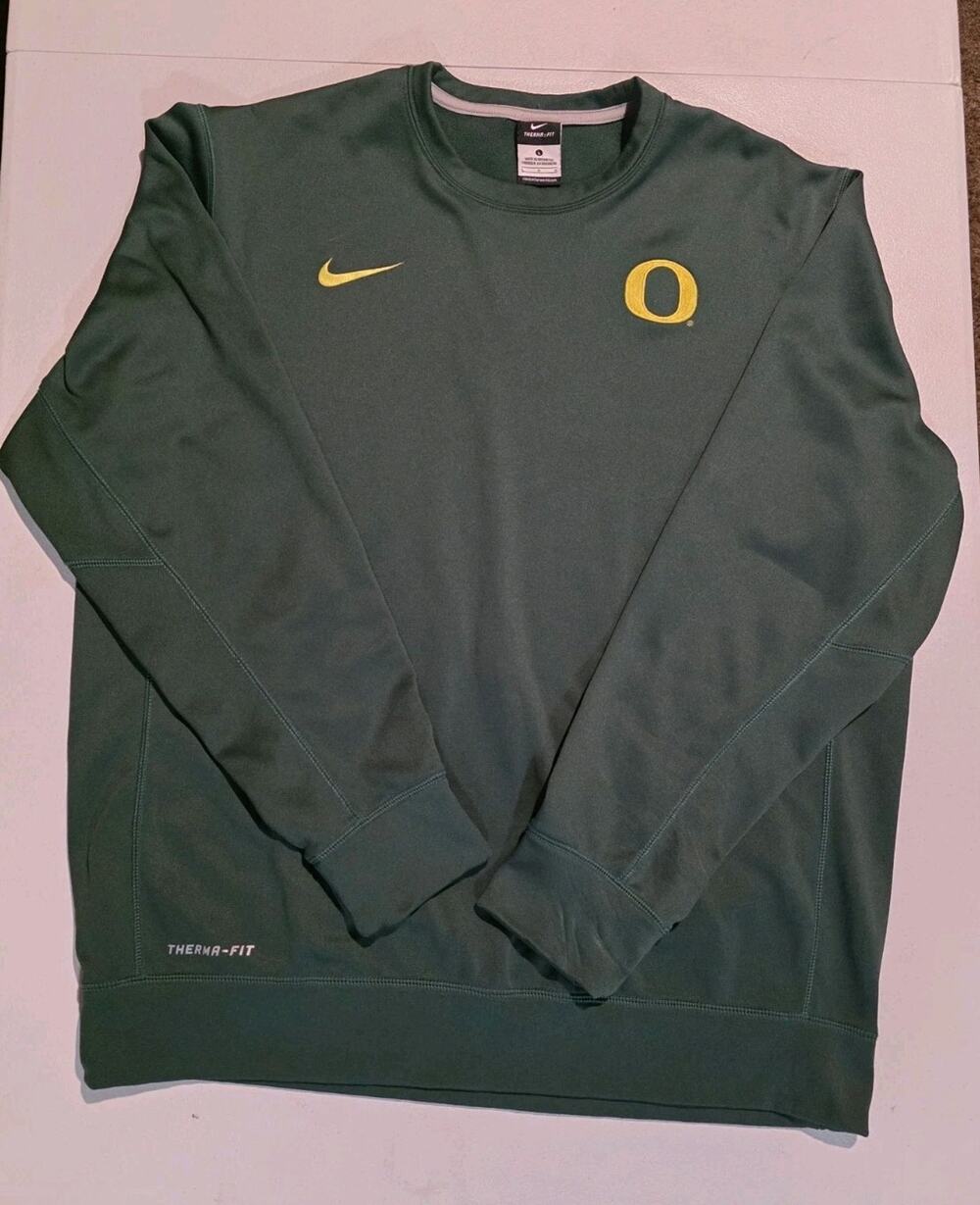 Oregon Ducks Nike Therma-Fit Crewneck Sweatshirt Men’s Green Large Sweater